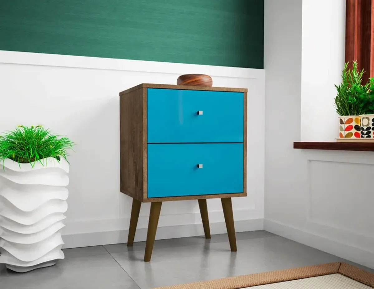 Webb 2 Drawer Nightstand - Brown/Blue