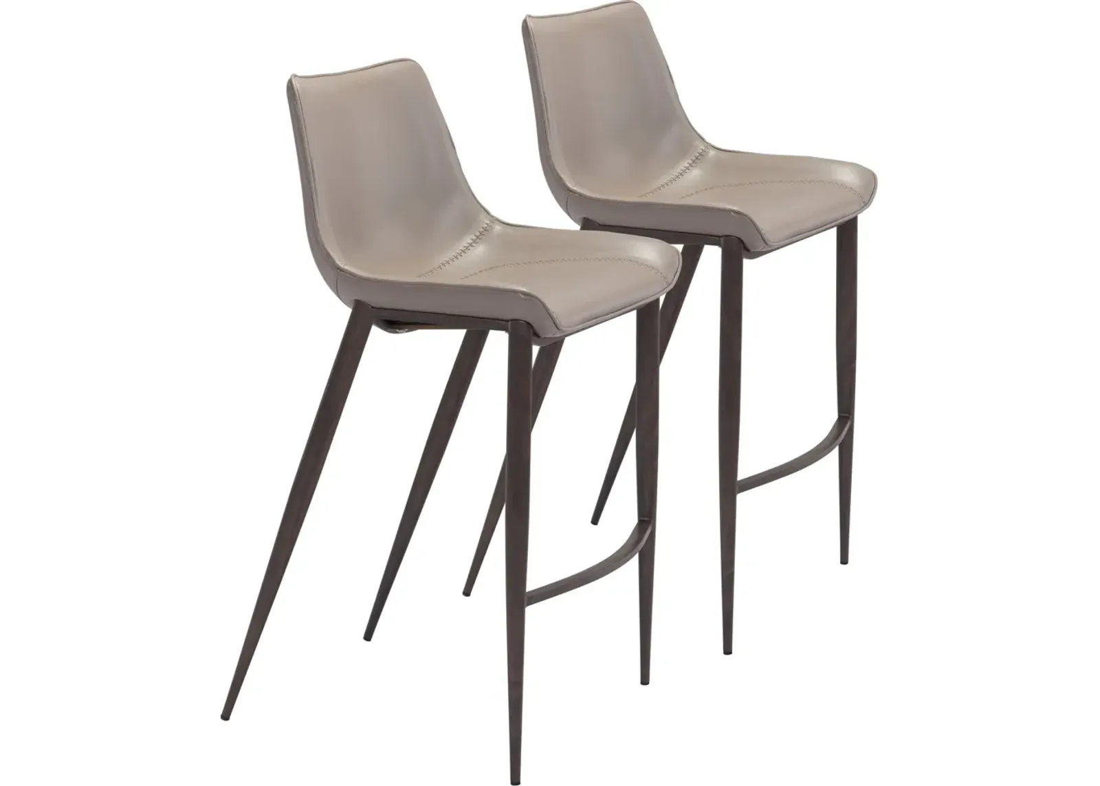 Millie Set of 2 Bar Stools - Gray/Walnut