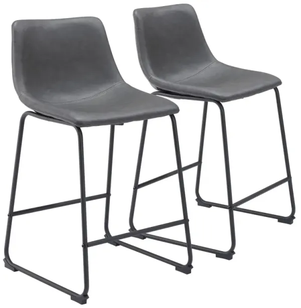 Zion Set of 2 Counter-Height Stools - Charcoal