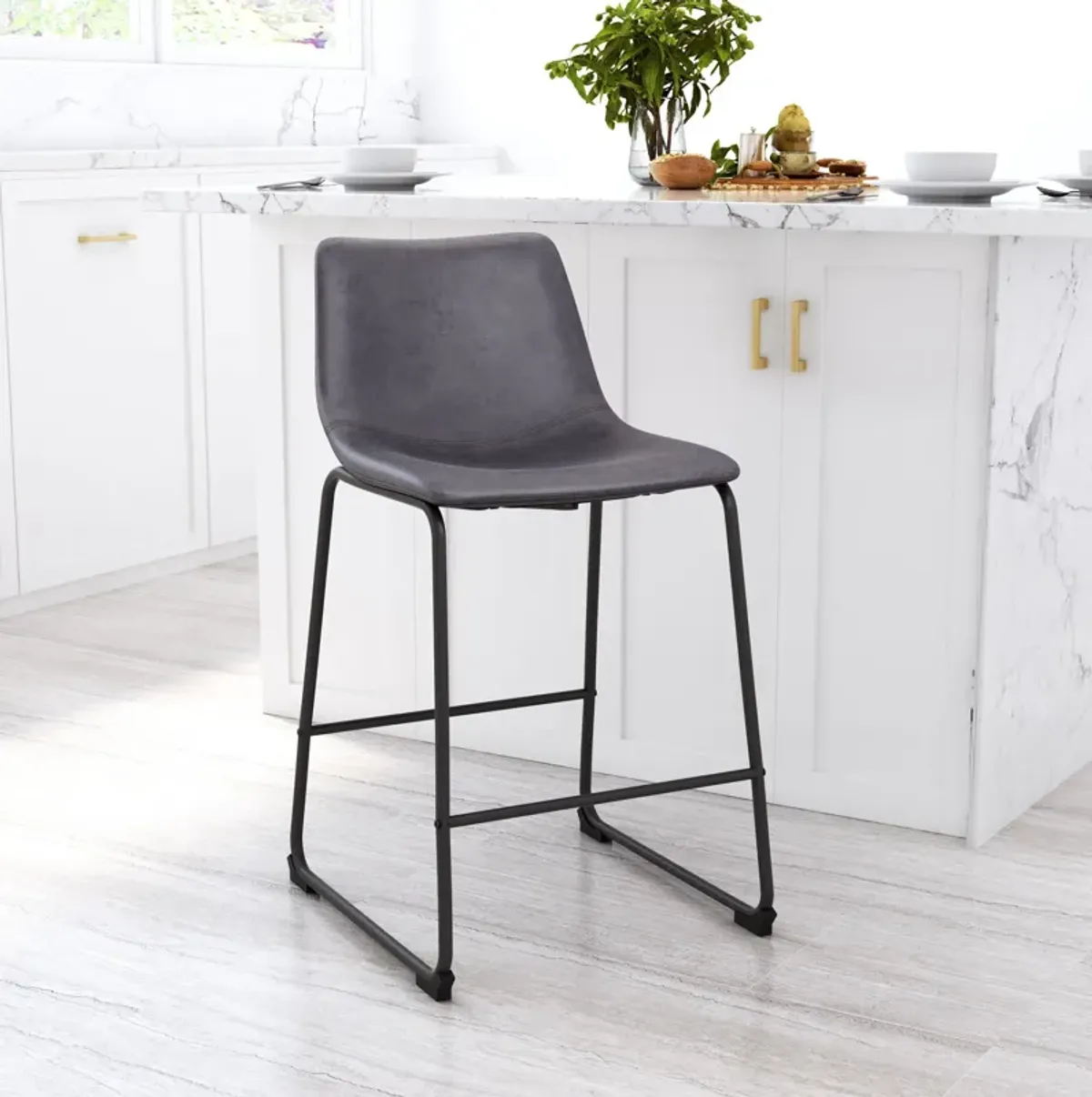 Zion Set of 2 Counter-Height Stools - Charcoal