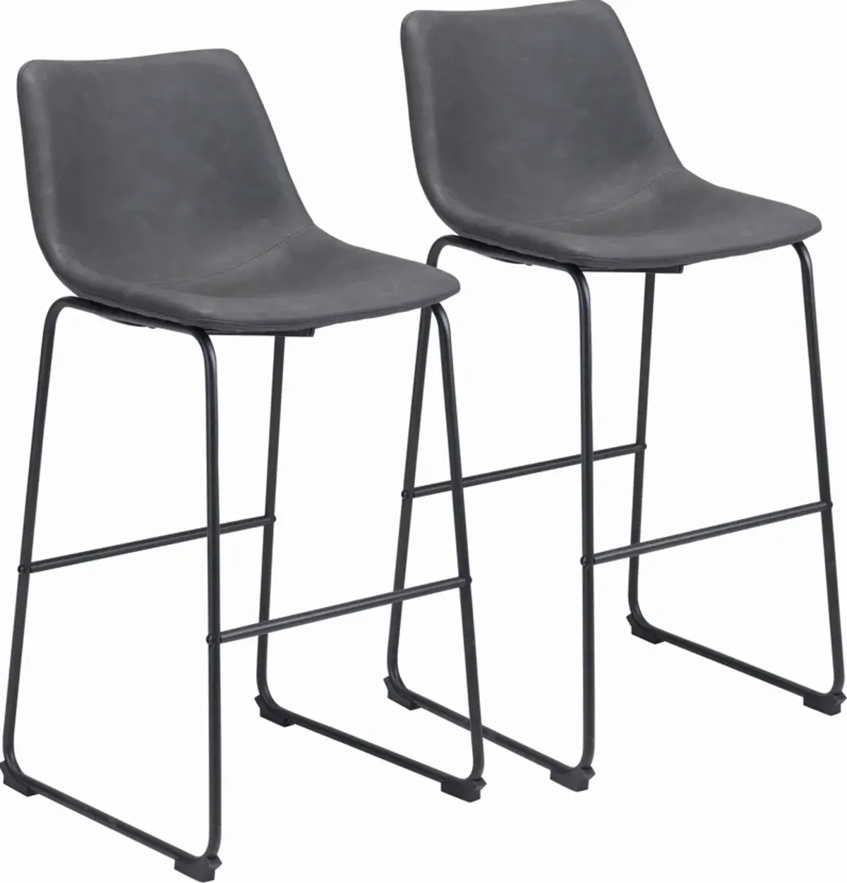 Zion Set of 2 Bar Stools - Charcoal