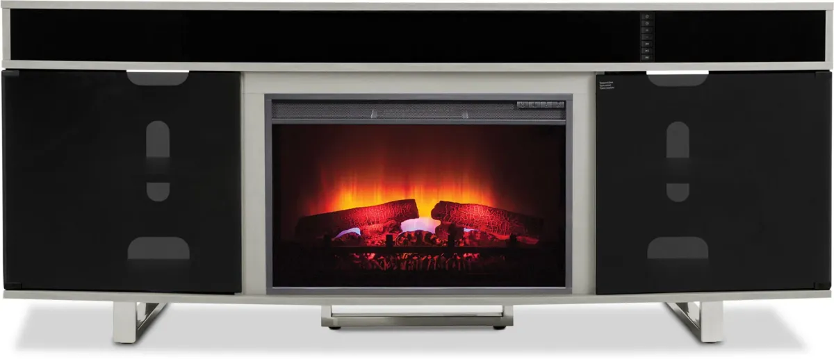 Pacer 72" Traditional Fireplace TV Stand with Sound Bar - Gray