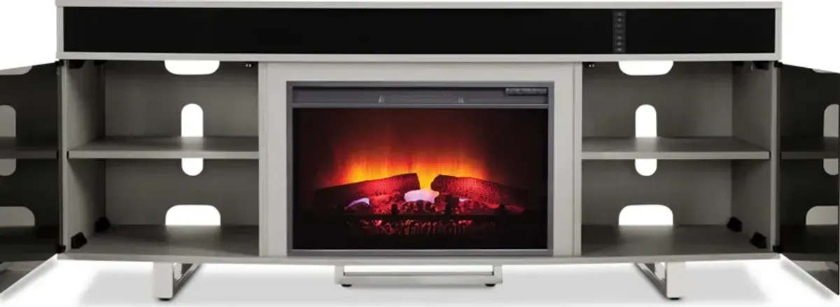 Pacer 72" Traditional Fireplace TV Stand with Sound Bar - Gray