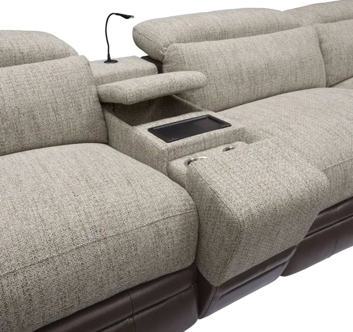 Bridgeport 6-Piece Dual-Power Reclining Sectional with 3 Reclining Seats - Brown