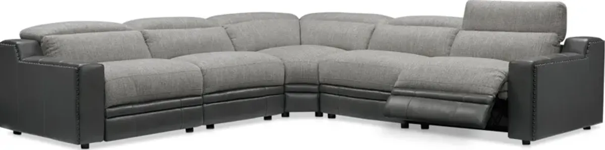 Bridgeport 5-Piece Dual-Power Reclining Sectional with 3 Reclining Seats - Gray