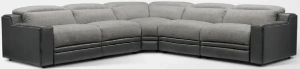 Bridgeport 5-Piece Dual-Power Reclining Sectional with 3 Reclining Seats - Gray