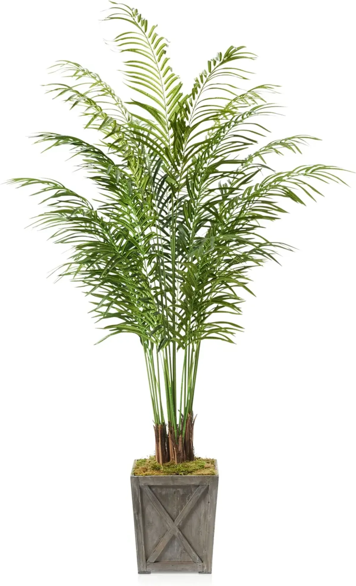 Faux 7' Areca Palm Plant with Farmhouse Wood Planter - Medium