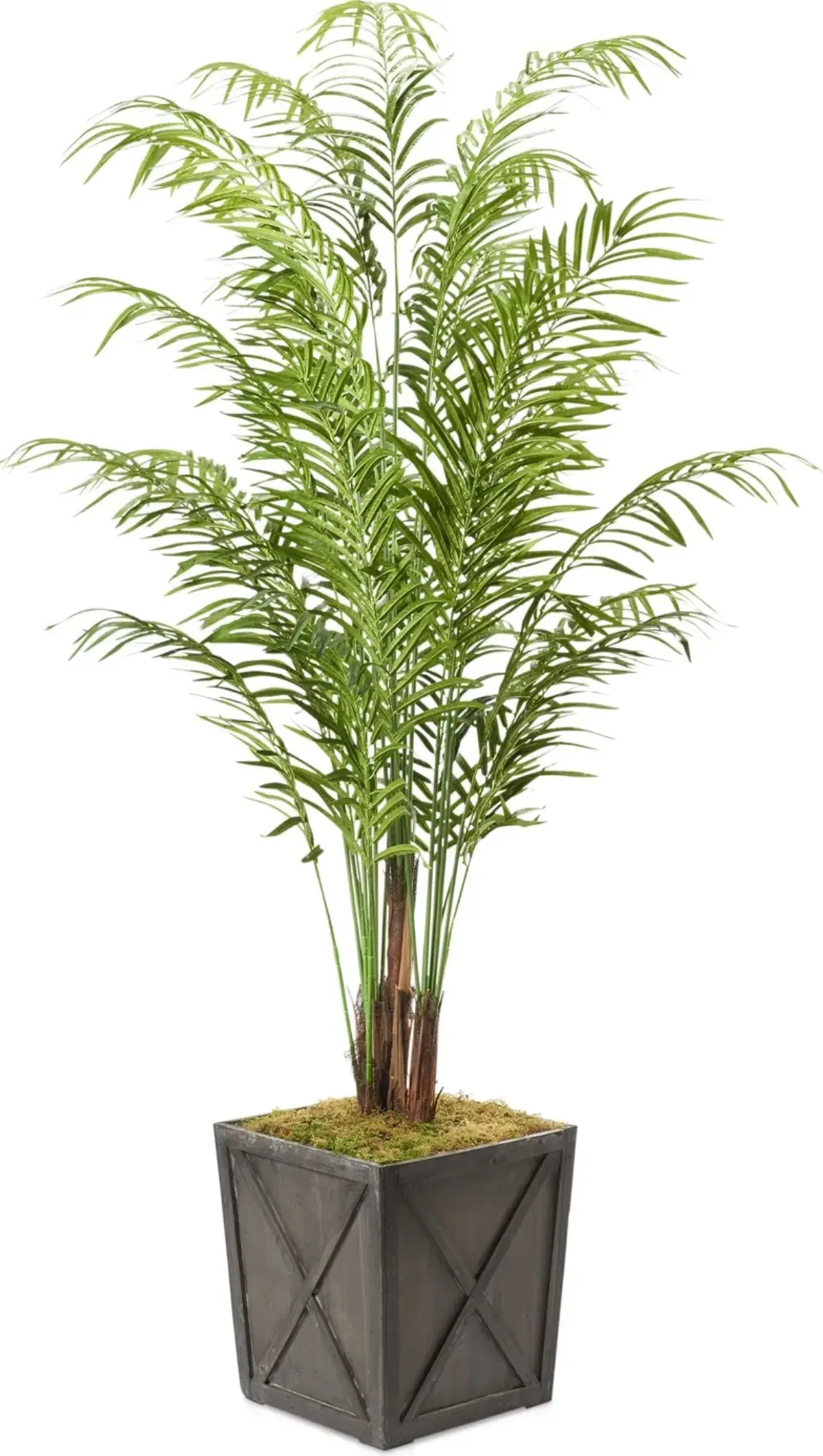 Faux 9' Areca Palm Plant with Farmhouse Wood Planter - Large