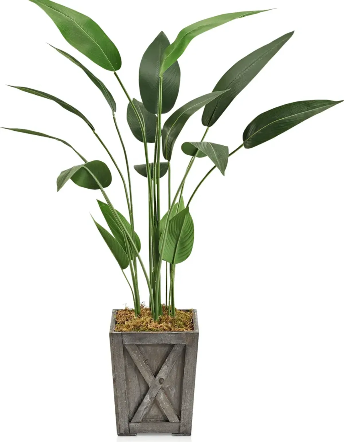 Faux 4.5' Travellers Palm Tree with Farmhouse Wood Planter - Small