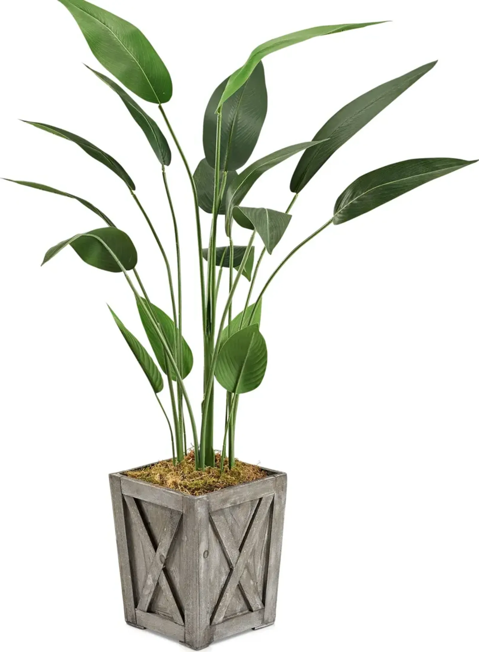 Faux 4.5' Travellers Palm Tree with Farmhouse Wood Planter - Small