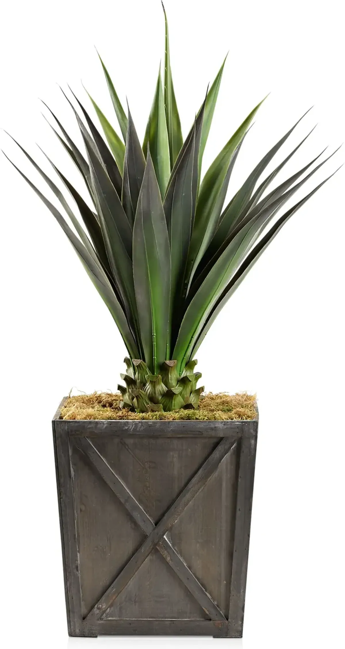 Faux 4.5' Jumbo Agave Plant with Farmhouse Wood Planter - Medium