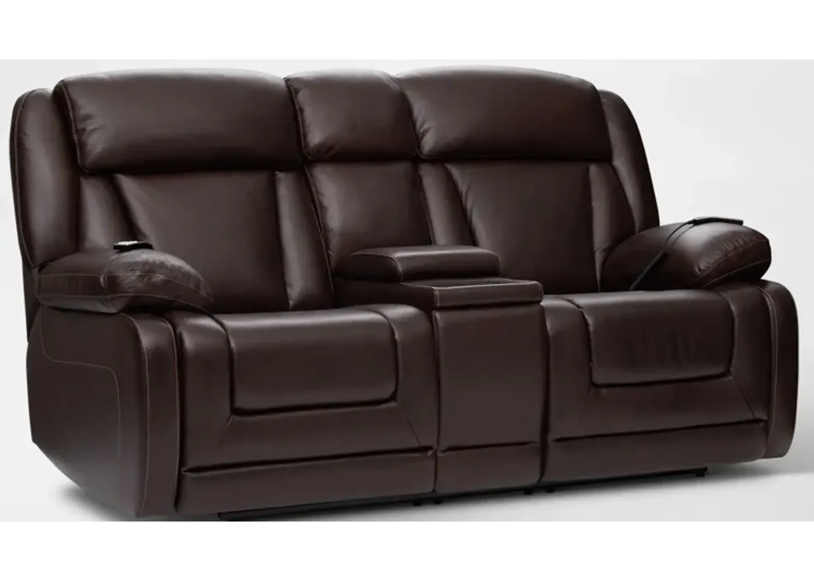 Palermo Triple-Power Reclining Loveseat with Console - Brown