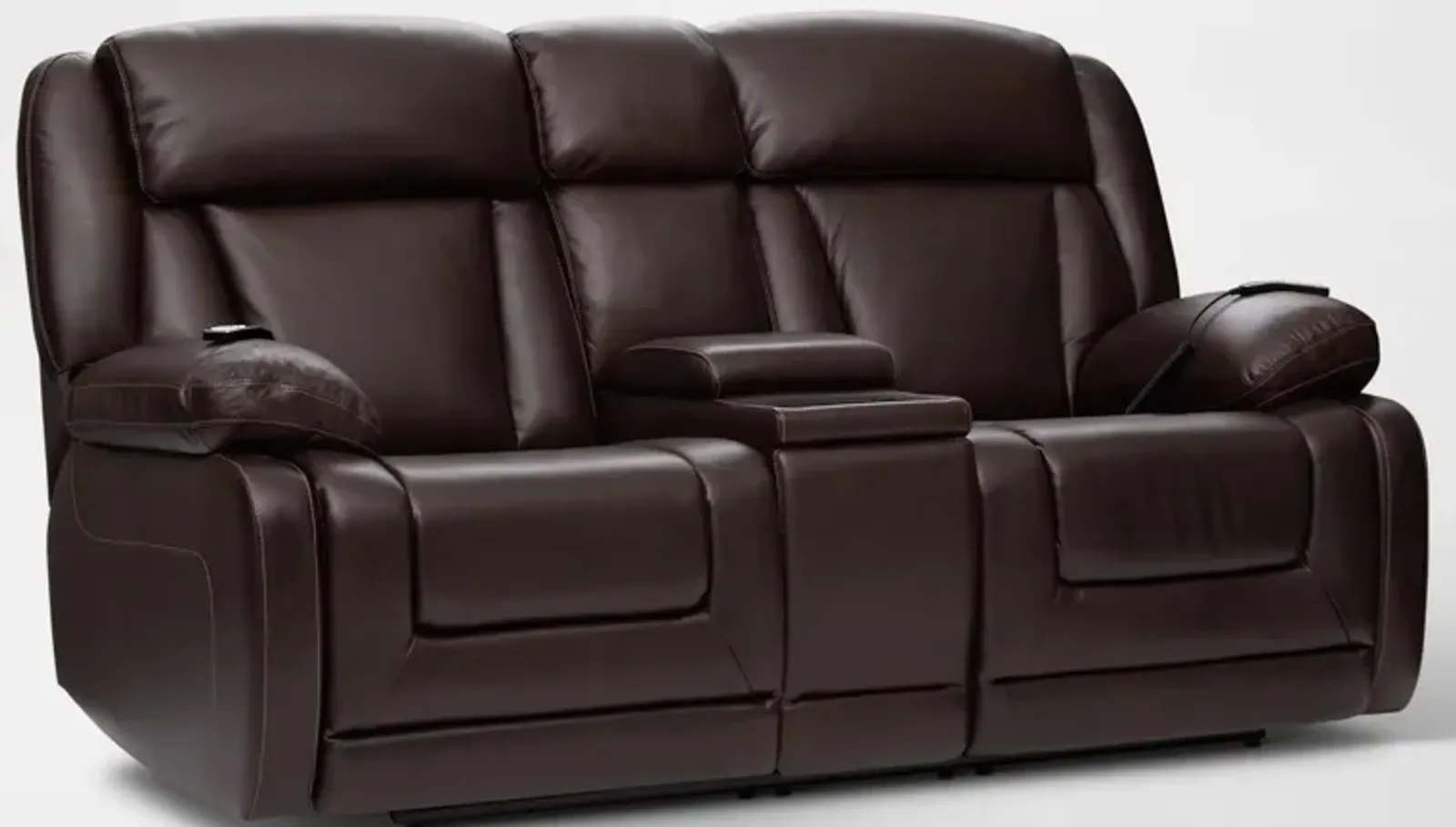 Palermo Triple-Power Reclining Loveseat with Console - Brown