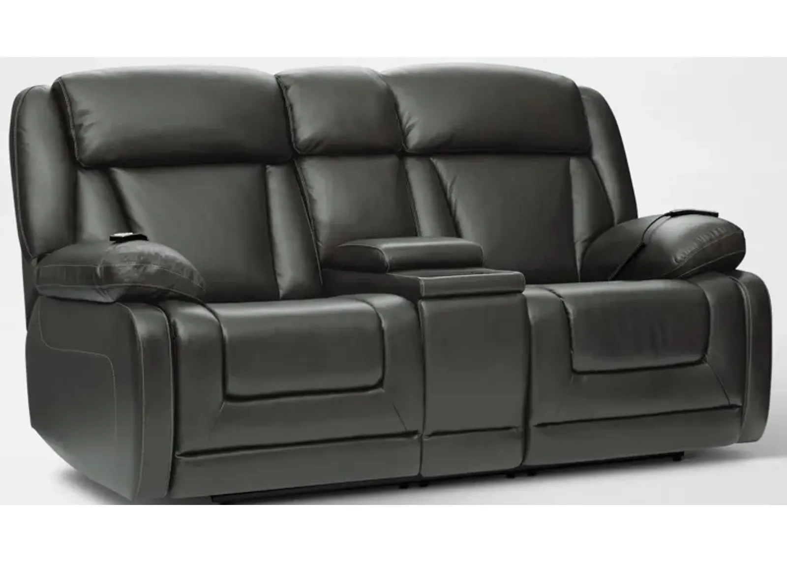 Palermo Triple-Power Reclining Loveseat with Console - Gray