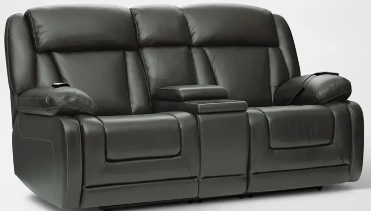 Palermo Triple-Power Reclining Loveseat with Console - Gray