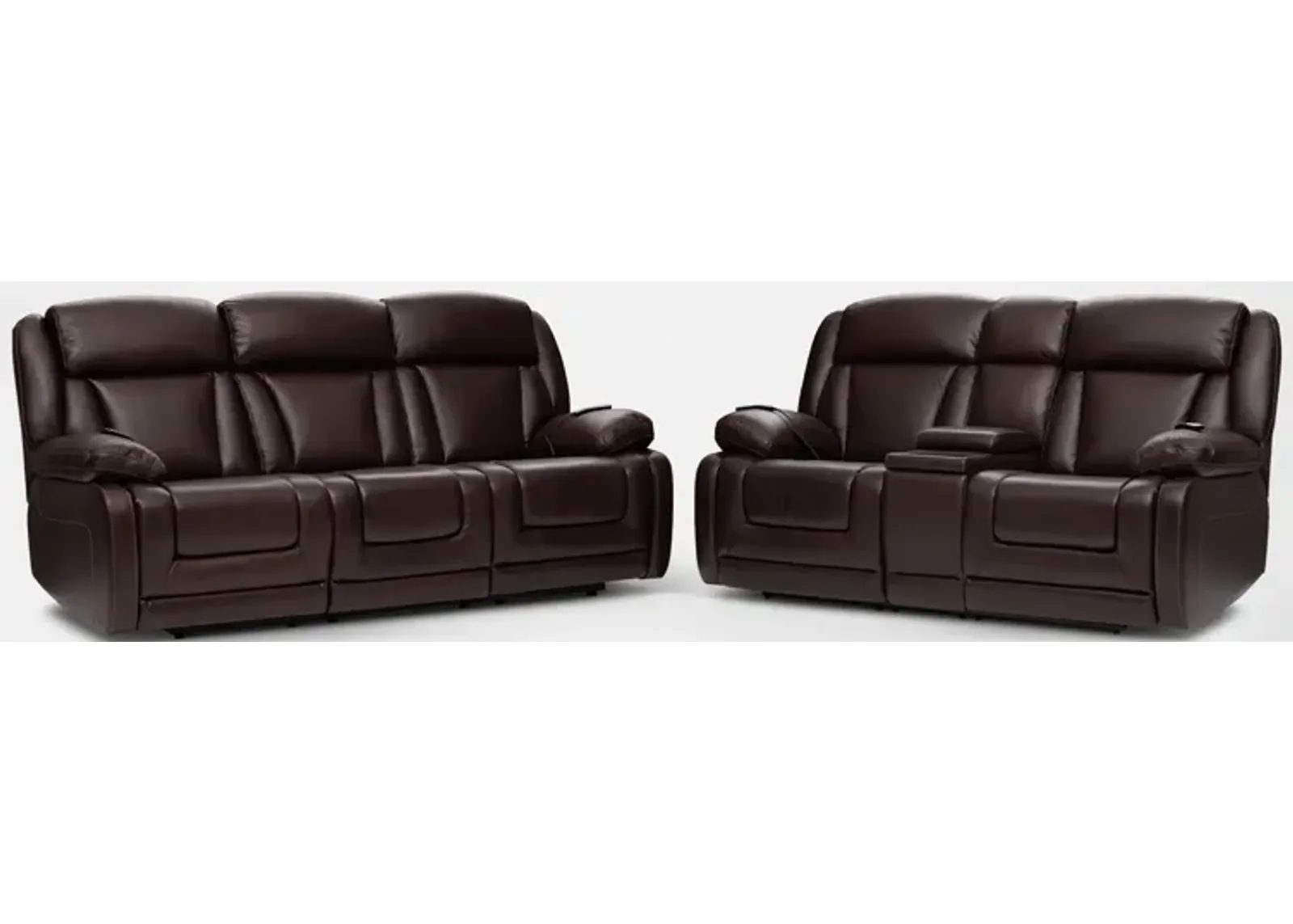 Palermo Triple-Power Reclining Sofa and Loveseat Set - Brown