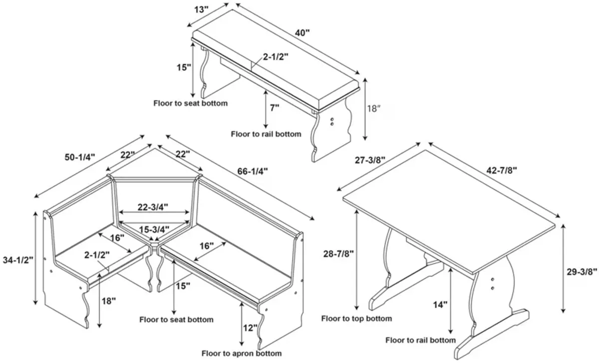 Razz Dining Table, Banquette and Bench