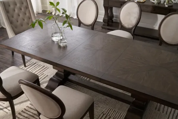 Asheville Rectangle Extendable Dining Table with 4 Oval-Back Side Chairs and 2 Host Chairs - Tobacco