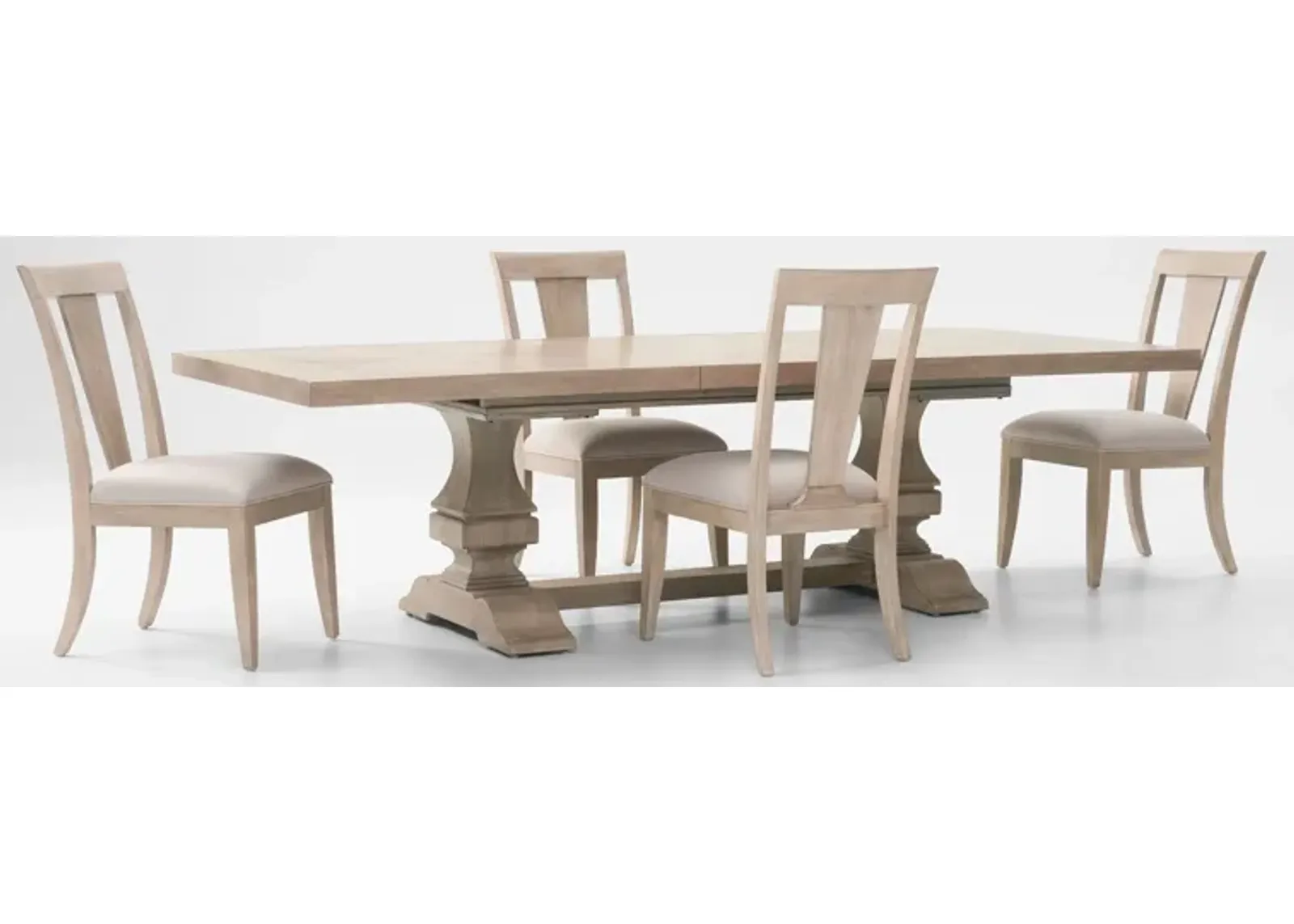 Asheville Rectangle Extendable Dining Table with 4 Splat-Back Side Chairs - Sandstone