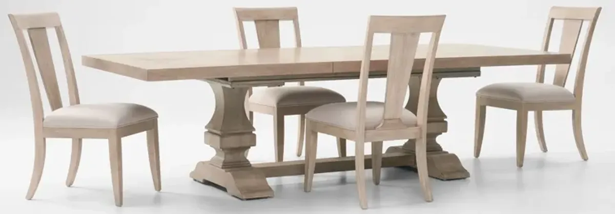 Asheville Rectangle Extendable Dining Table with 4 Splat-Back Side Chairs - Sandstone