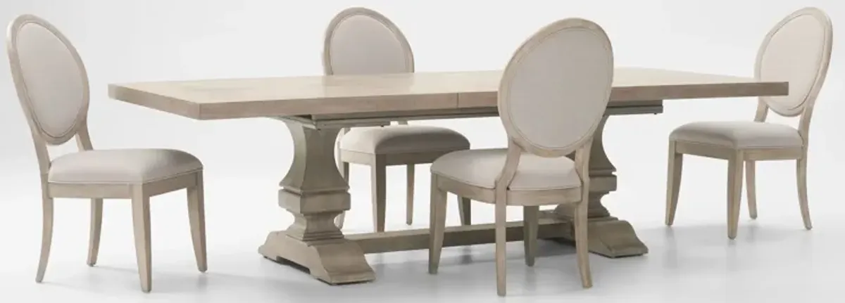 Asheville Rectangle Extendable Dining Table with 4 Oval-Back Side Chairs - Sandstone