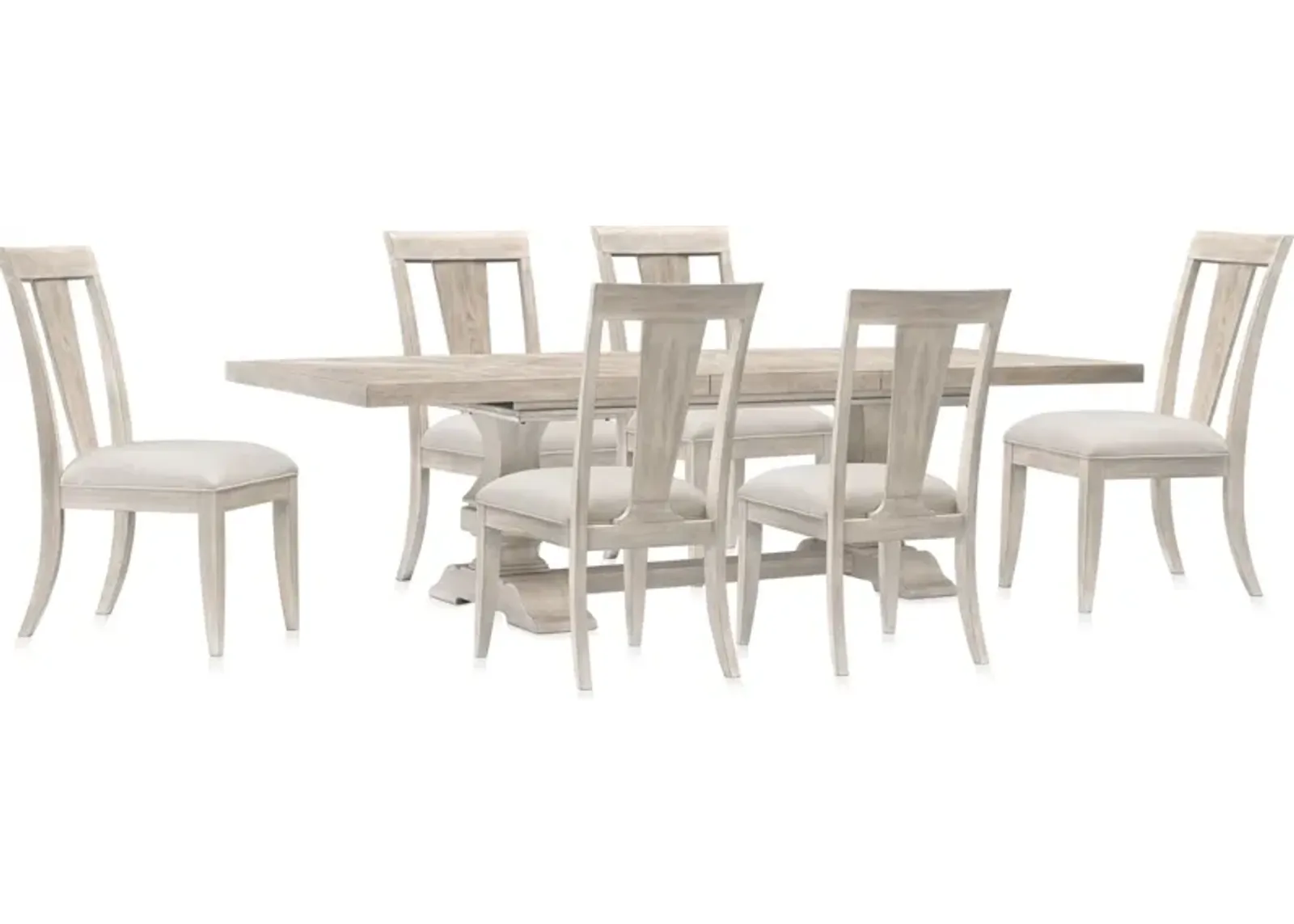 Asheville Rectangle Extendable Dining Table with 6 Splat-Back Side Chairs - Sandstone