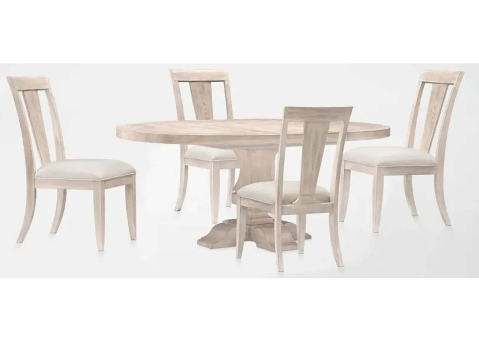 Asheville Round Extendable Dining Table with 4 Splat-Back Side Chairs - Sandstone