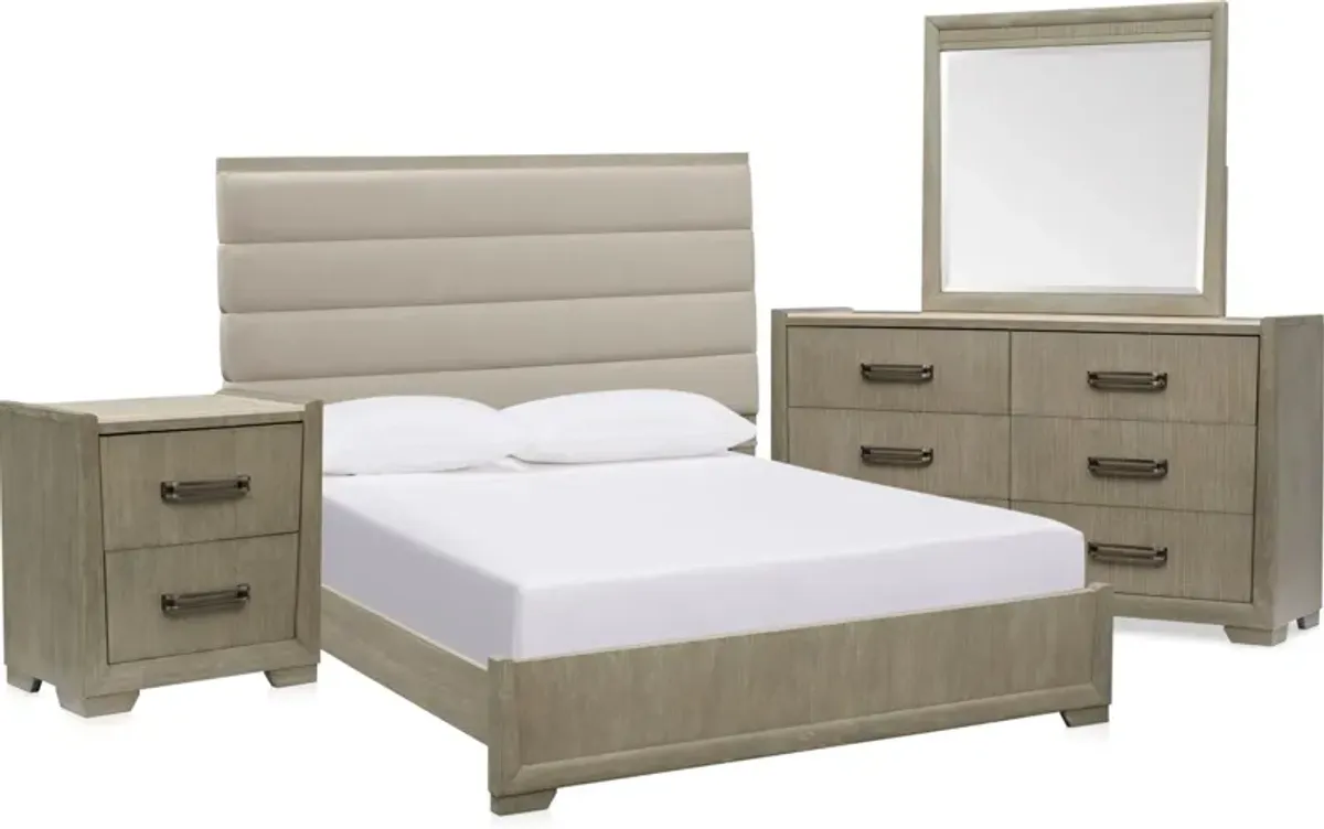 Wilshire 6-Piece Queen Bedroom Set with Dresser, Mirror and Nightstand with USB Charging