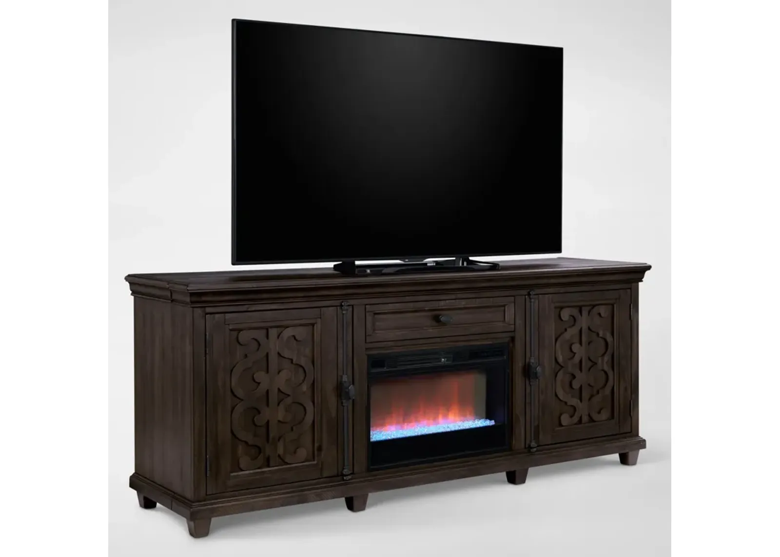 Charthouse 84" Contemporary Fireplace TV Stand - Charcoal