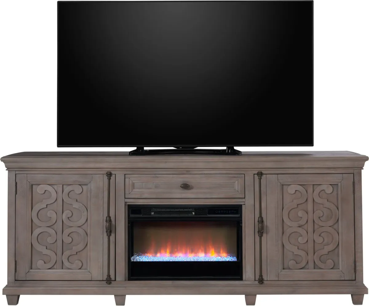 Charthouse 84" Contemporary Fireplace TV Stand - Gray