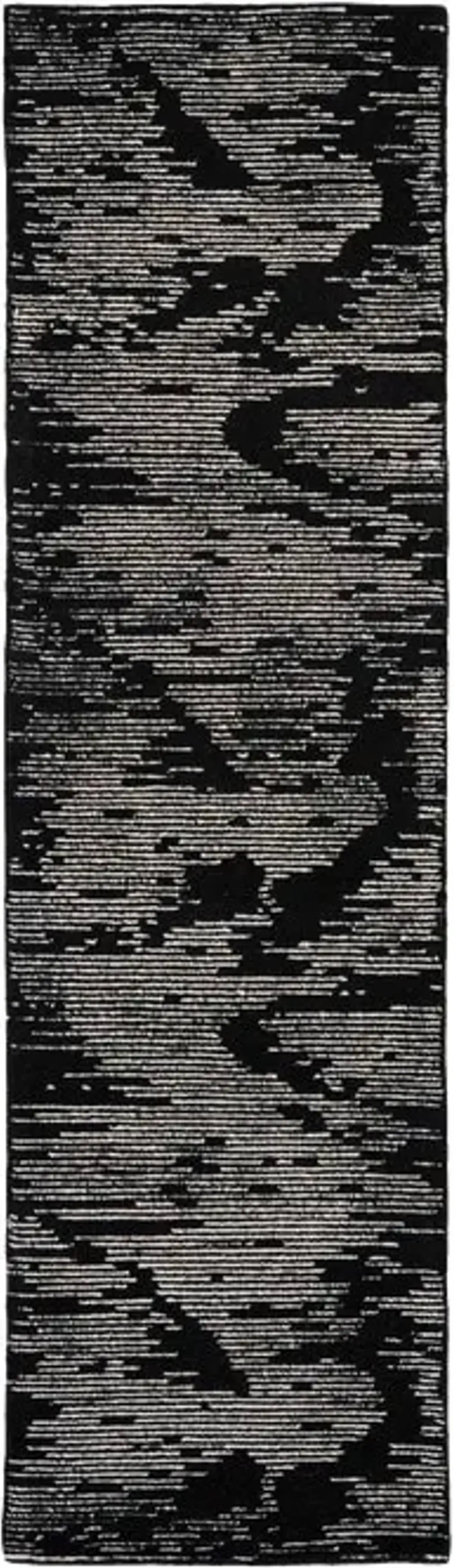 Valley 2' X 8' Area Rug by Michael Amini - Black/Ivory