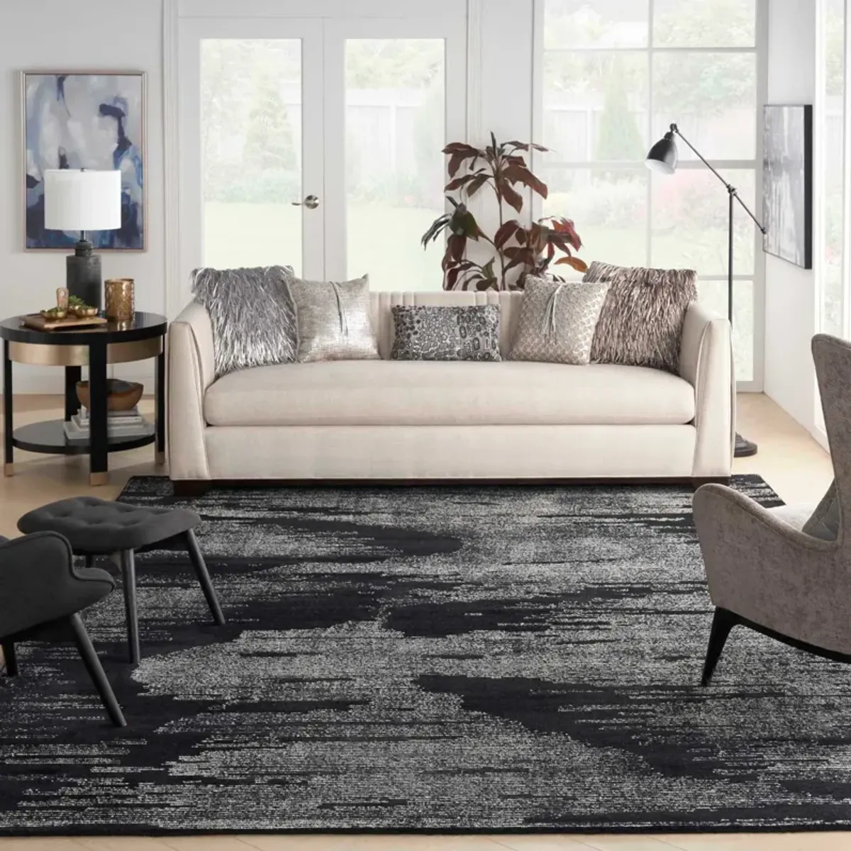 Valley 8' X 10' Area Rug by Michael Amini - Black/Ivory