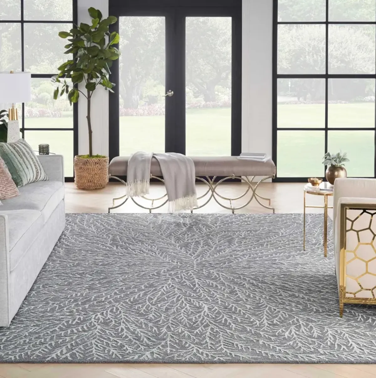 Reef 4' X 6' Area Rug by Michael Amini - Slate/Teal