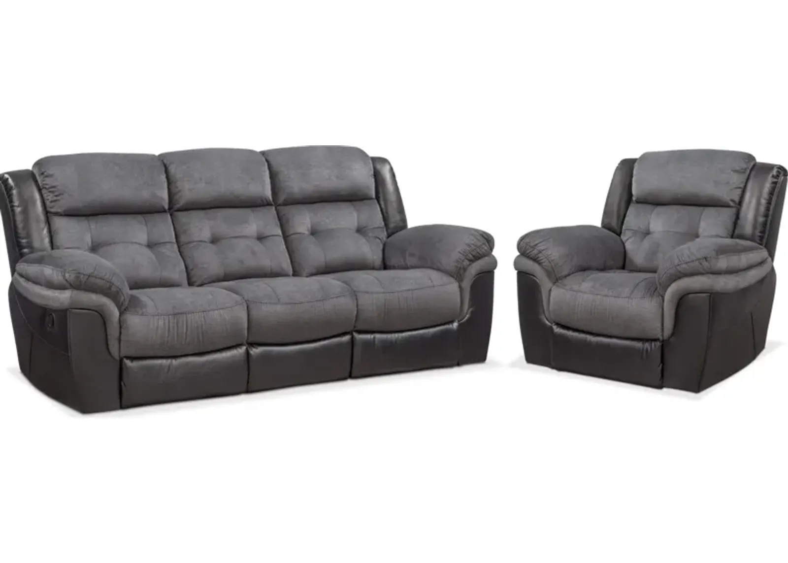 Tacoma Manual Reclining Sofa and Glider Recliner Set - Black