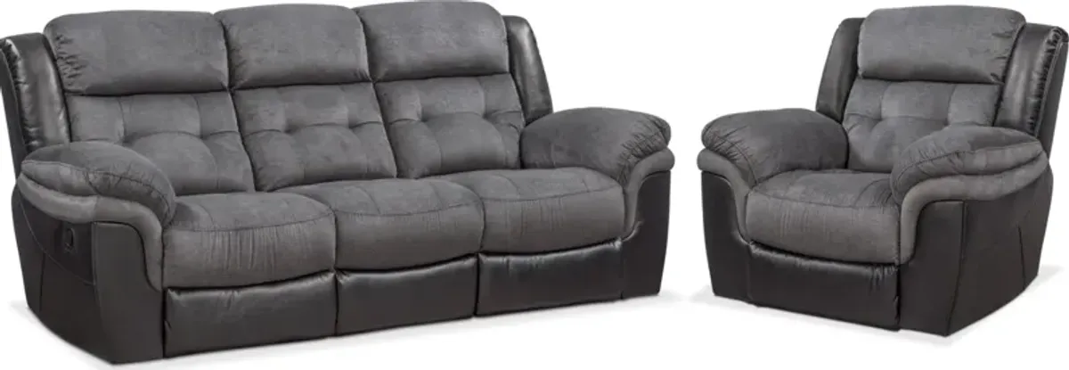 Tacoma Manual Reclining Sofa and Glider Recliner Set - Black