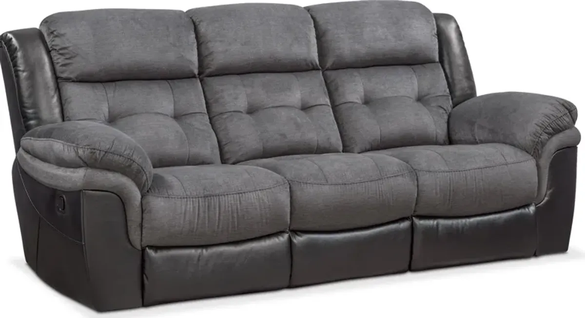 Tacoma Manual Reclining Sofa and Loveseat Set - Black