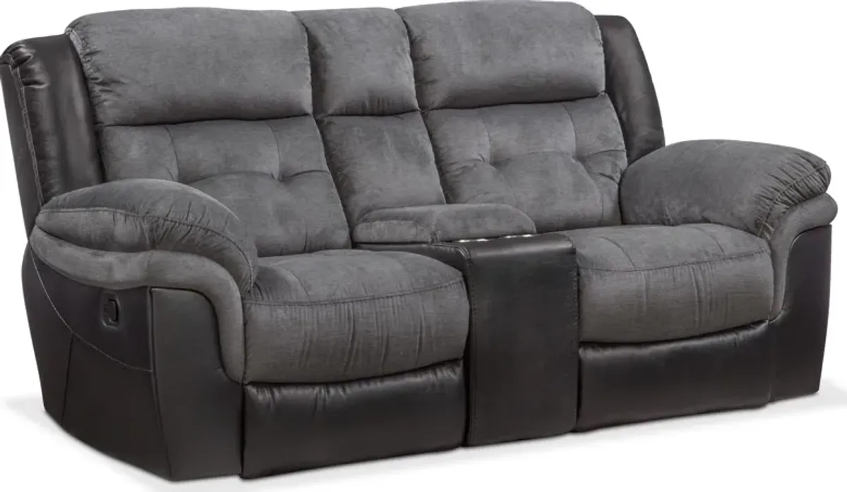 Tacoma Manual Reclining Sofa and Loveseat Set - Black