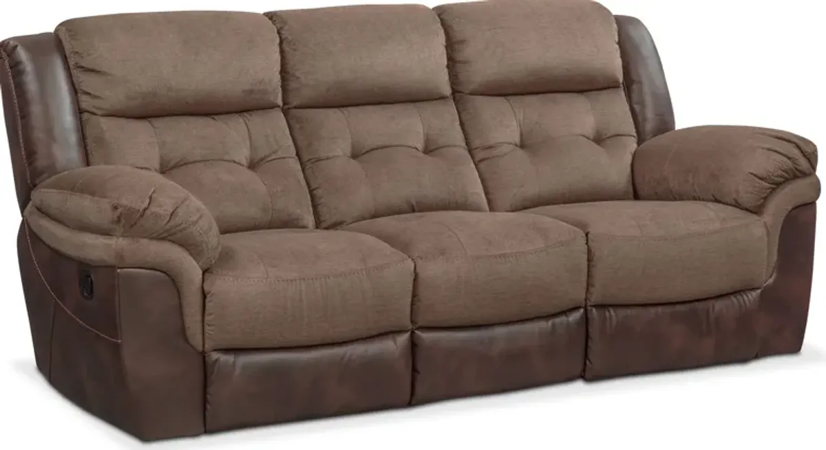 Tacoma Manual Reclining Sofa and Glider Recliner Set - Brown