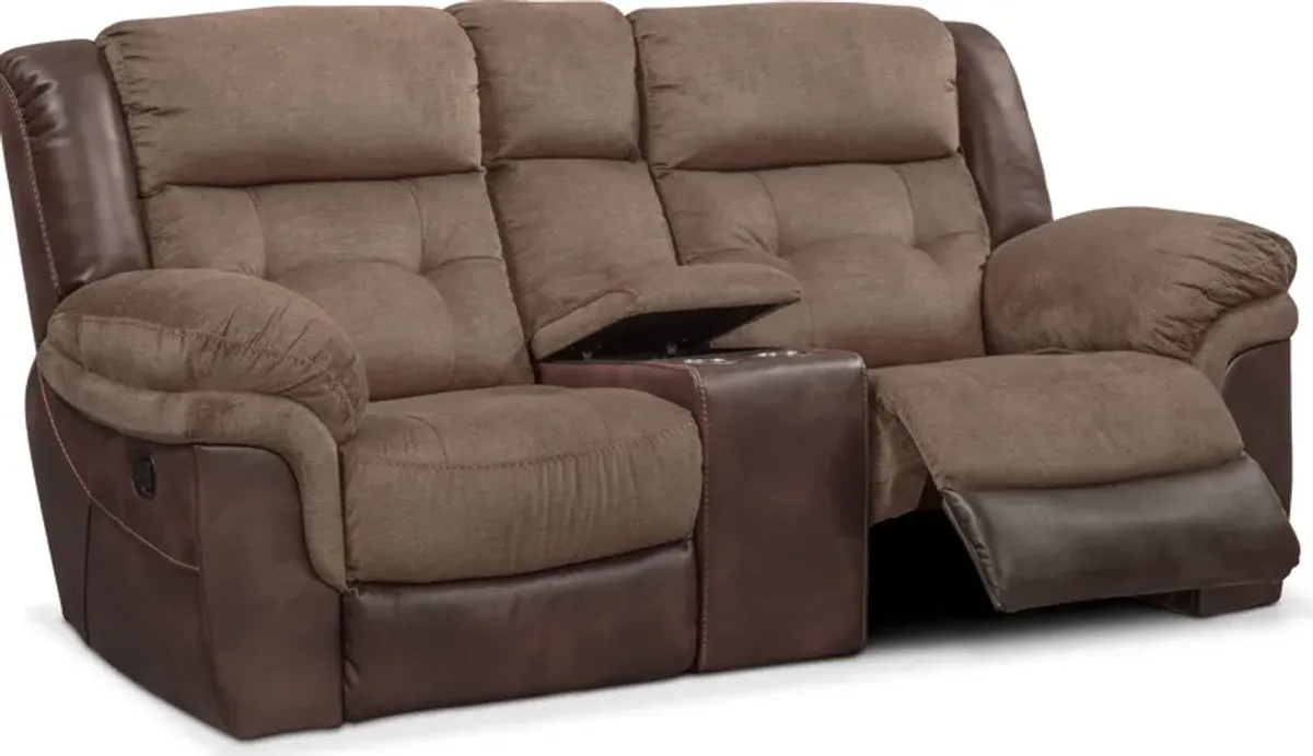 Tacoma Manual Reclining Sofa and Loveseat Set - Brown