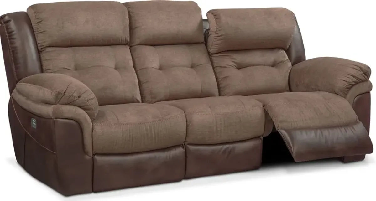 Tacoma Dual-Power Reclining Sofa - Brown