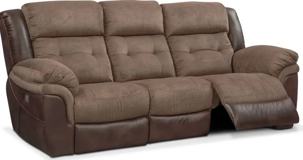 Tacoma Dual-Power Reclining Sofa - Brown