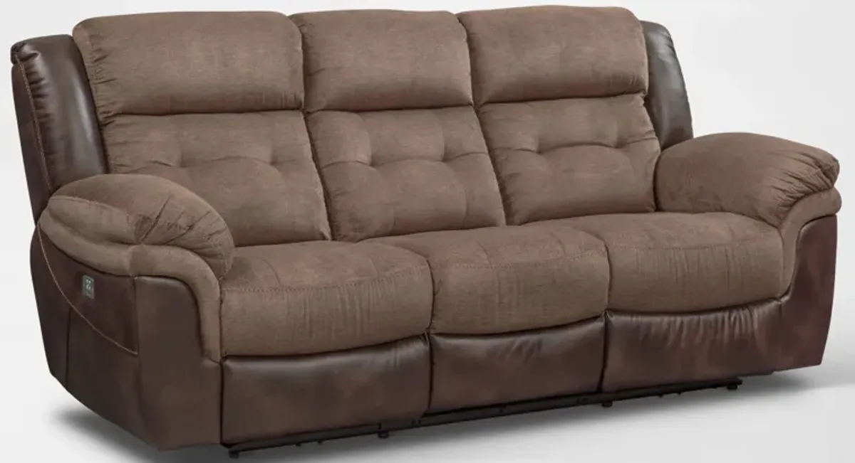 Tacoma Dual-Power Reclining Sofa - Brown