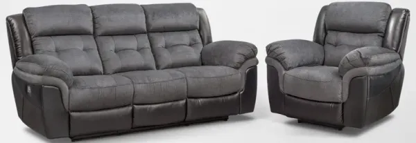 Tacoma Dual-Power Reclining Sofa and Recliner Set - Black