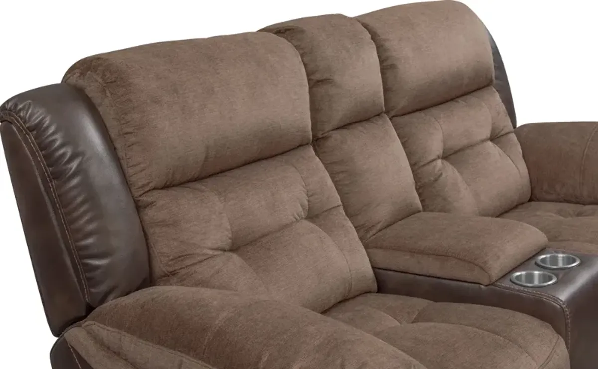 Tacoma Dual-Power Reclining Sofa and Loveseat Set - Brown