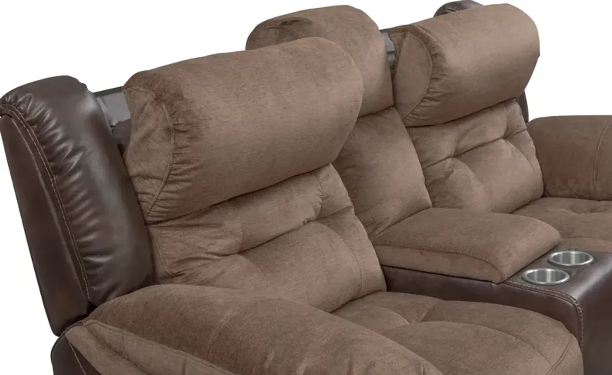 Tacoma Dual-Power Reclining Sofa and Loveseat Set - Brown