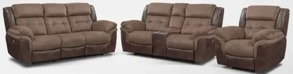 Tacoma Dual-Power Reclining Sofa, Loveseat and Recliner - Brown