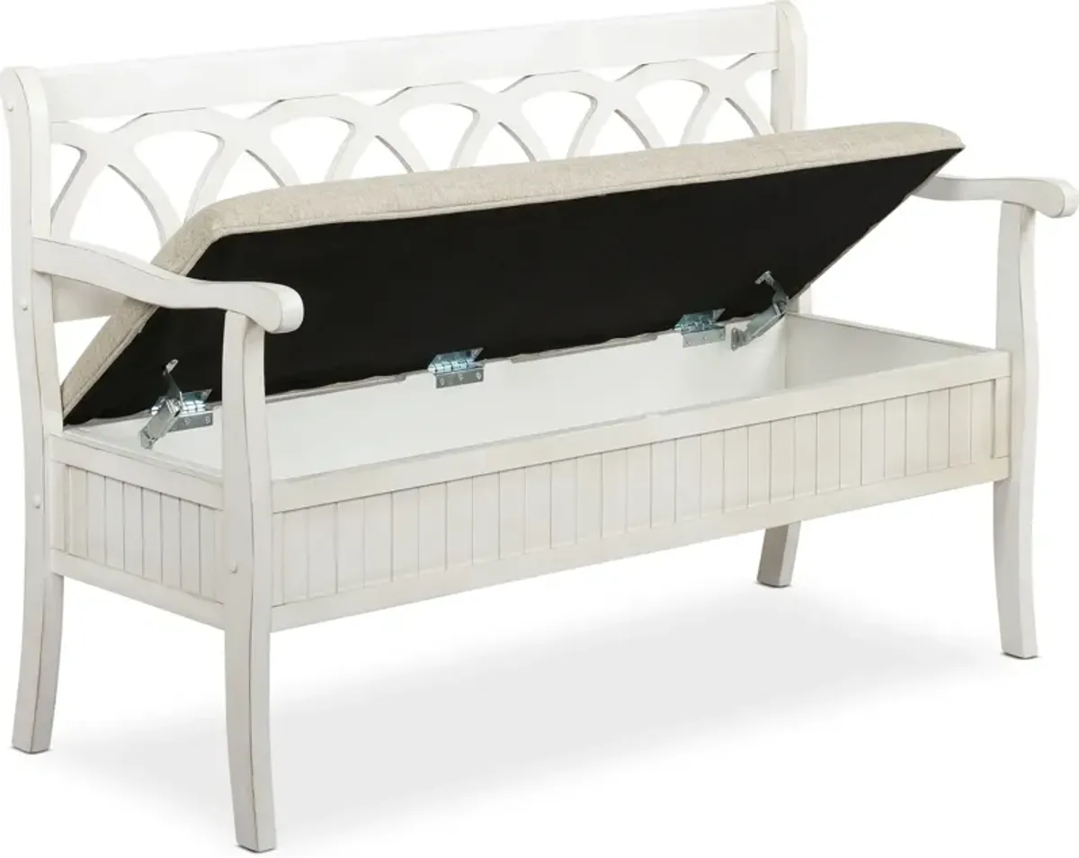 Quincy Storage Bench - White