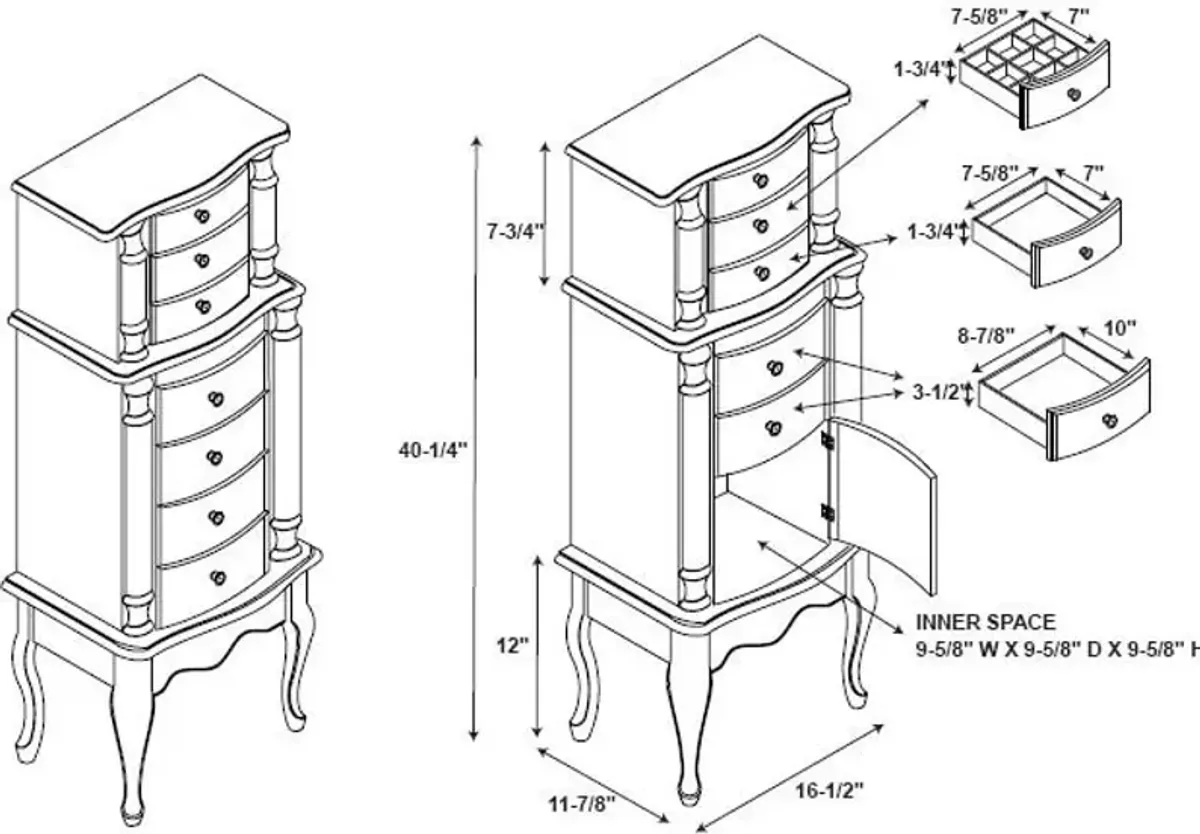 Ivy Jewelry Armoire - Oak