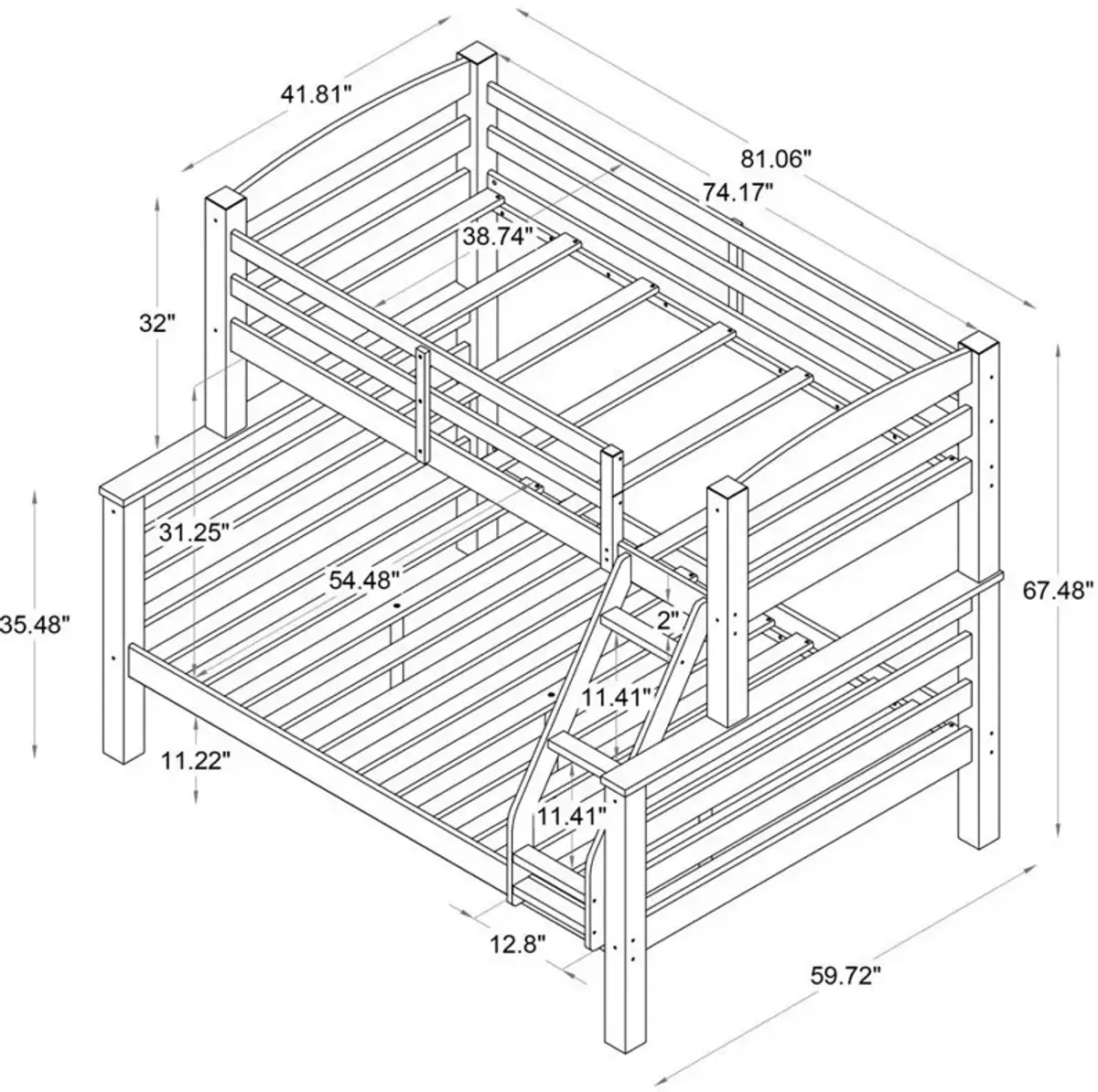 Tucker Twin over Full Bunk Bed - White