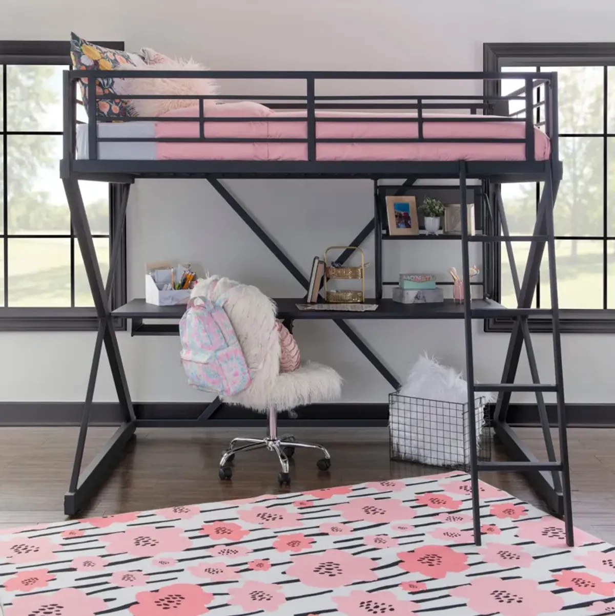 Ryker Full Loft Bed with Desk